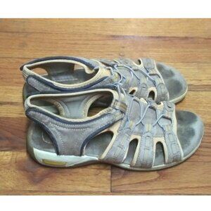 PREDICTIONS SANDALS sling back strap Womens size 7 Hiking trekking gray beige EC